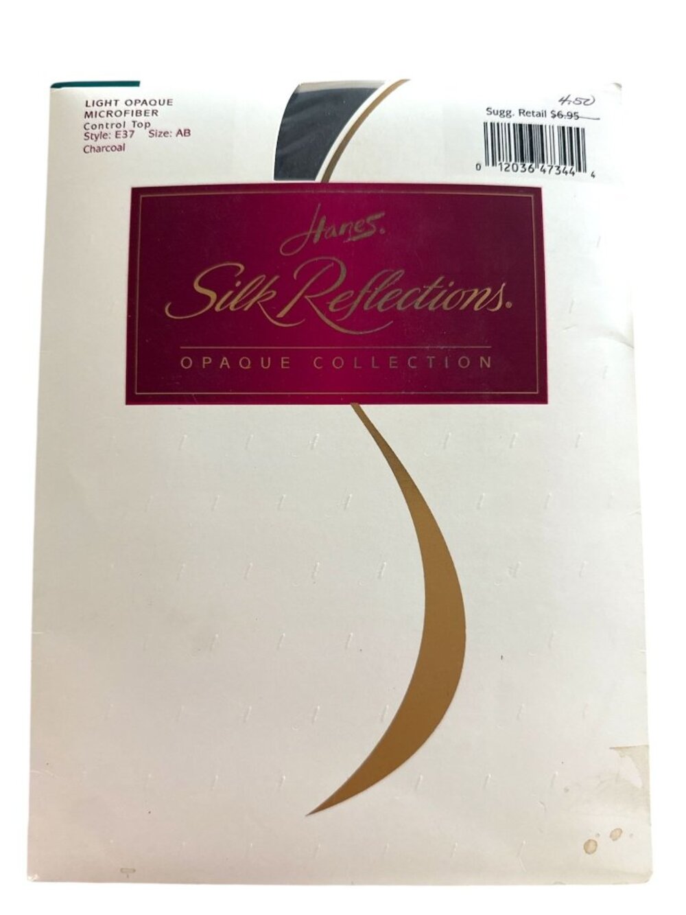 Vintage Hanes Silk Reflections Pantyhose Size AB Charcoal Control Top NWT Style